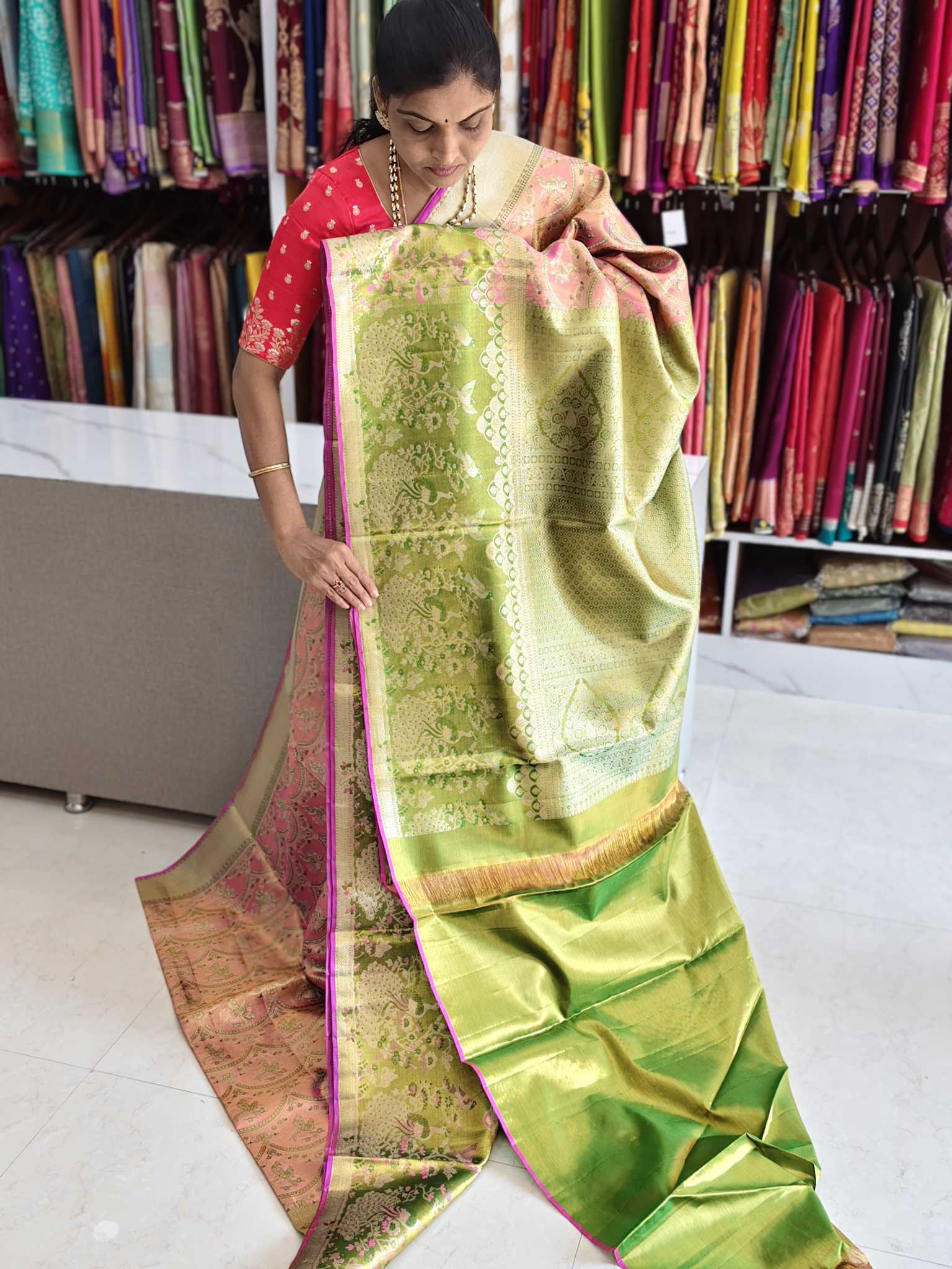 Pure kanchi pattu saree (silk mark certified) - Kanchipuram Sarees by Shreekari Silks Pure kanchi pattu saree (silk mark certified) - Image 2