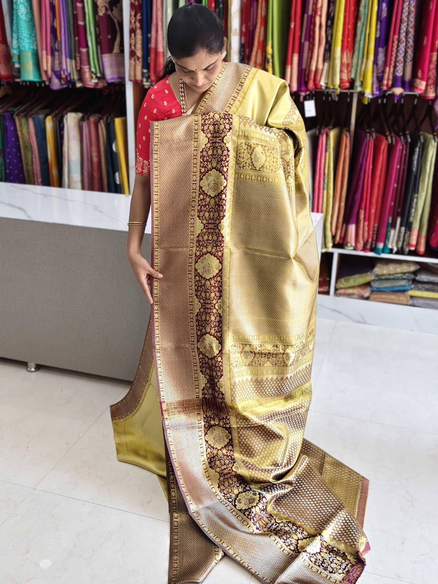 Pure kanchi pattu saree (silk mark certified) - Kanchipuram Sarees by Shreekari Silks Pure kanchi pattu saree (silk mark certified) - Image 2