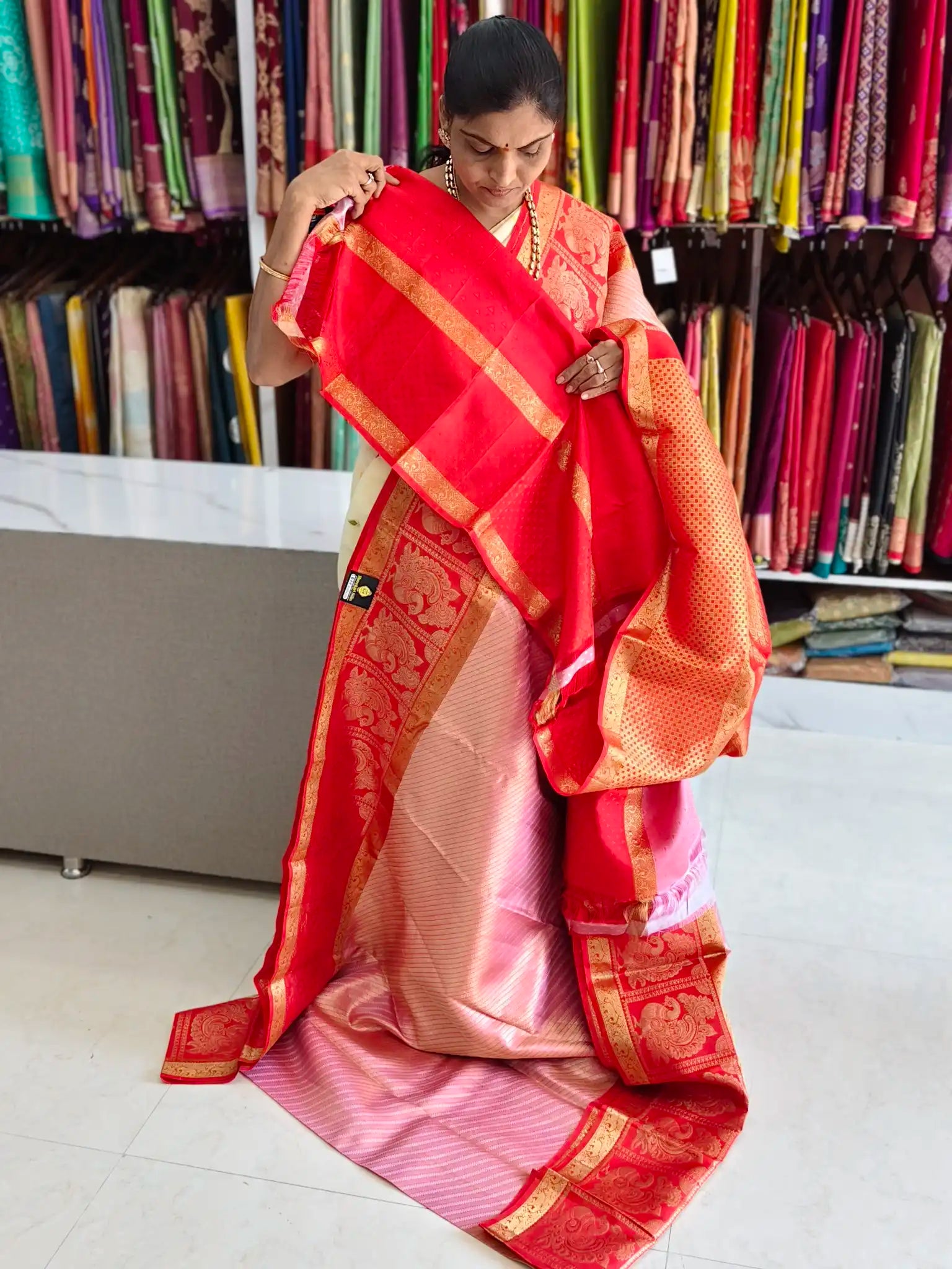 Pure kanchi pattu saree (silk mark certified) - Kanchipuram Sarees by Shreekari Silks Pure kanchi pattu saree (silk mark certified) - Image 3