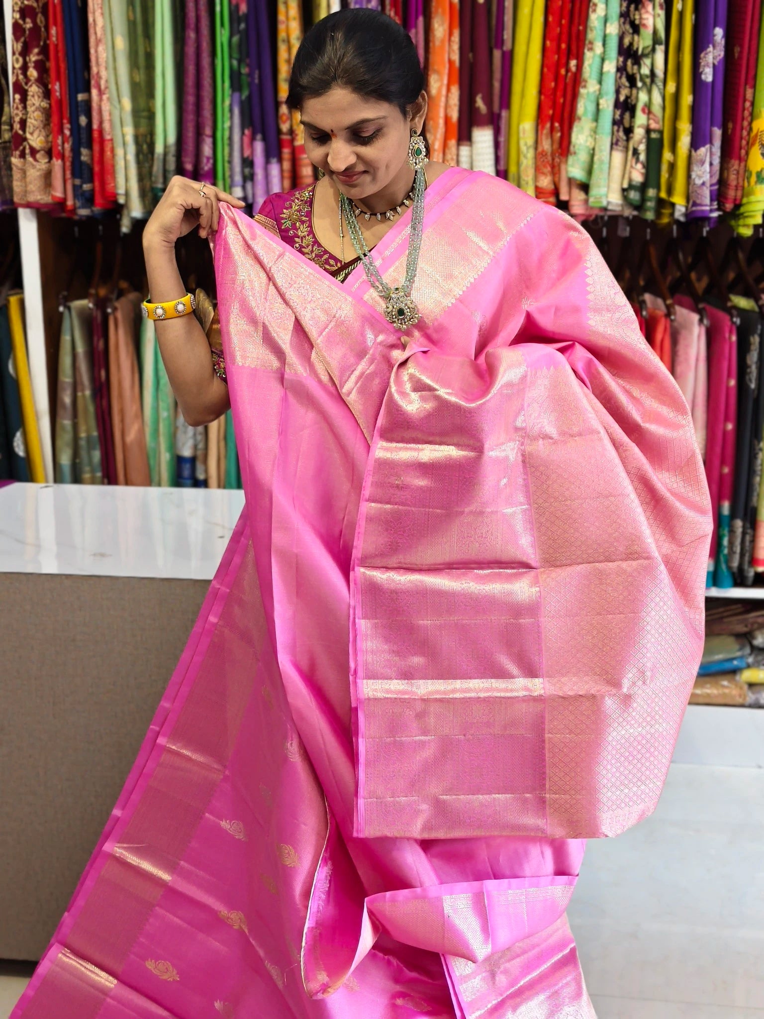 Pure kanchi pattu saree(silk mark certified) - Kanchipuram Sarees by Shreekari Silks Pure kanchi pattu saree(silk mark certified) - Image 3