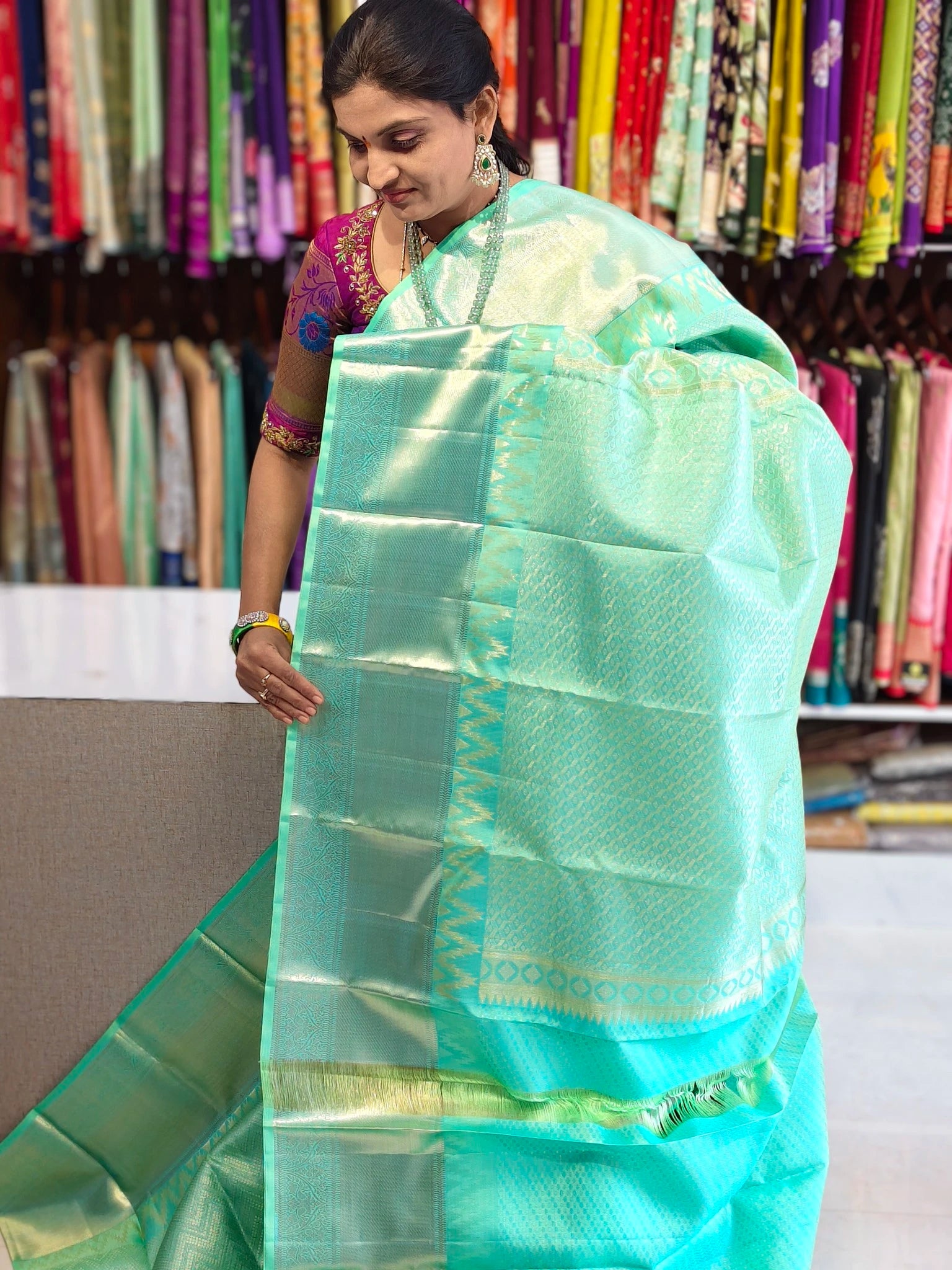 Pure kanchi pattu saree(silk mark certified) - Kanchipuram Sarees by Shreekari Silks Pure kanchi pattu saree(silk mark certified) - Image 2