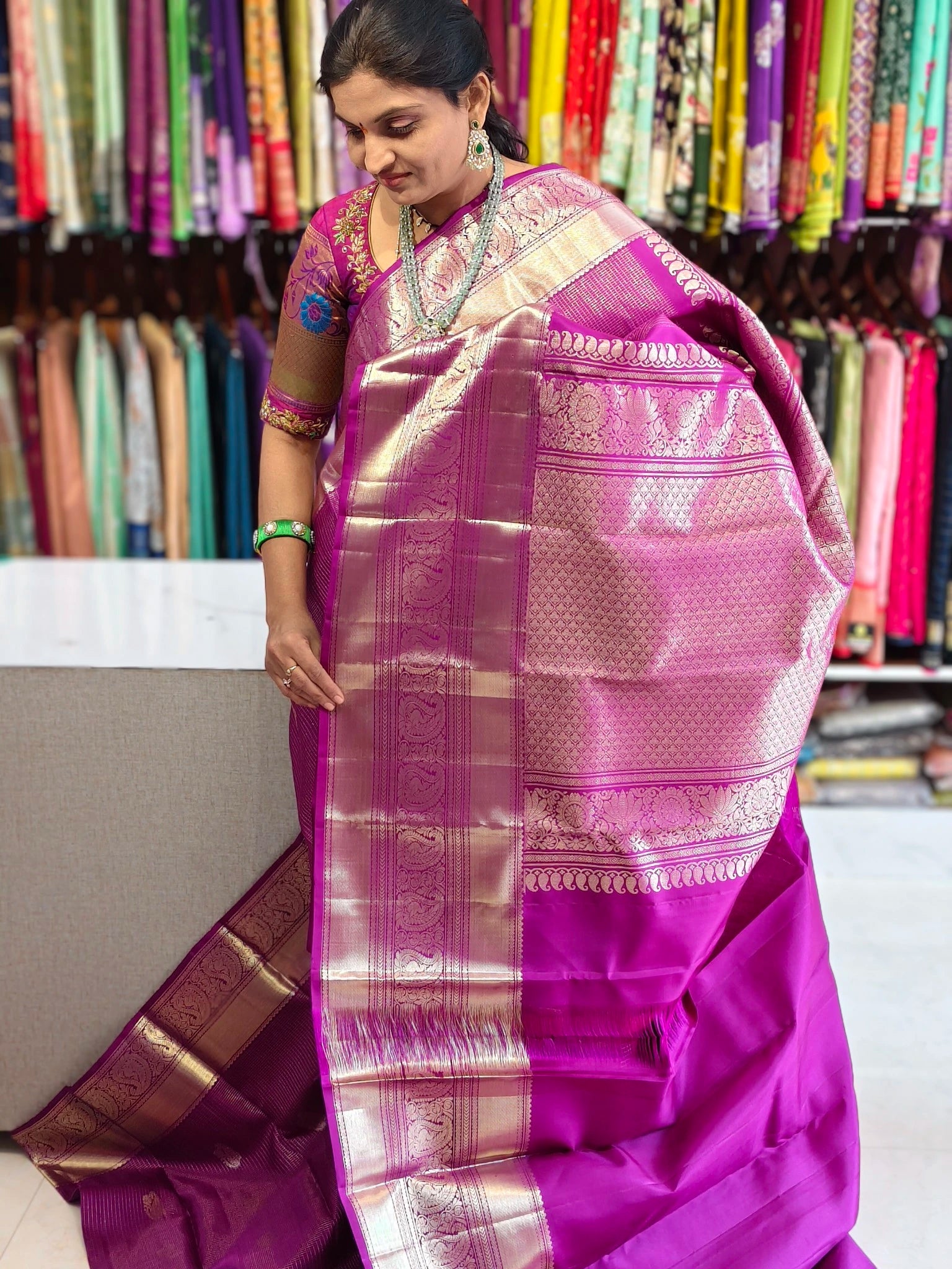 Pure kanchi pattu saree(silk mark certified) - Kanchipuram Sarees by Shreekari Silks Pure kanchi pattu saree(silk mark certified) - Image 2