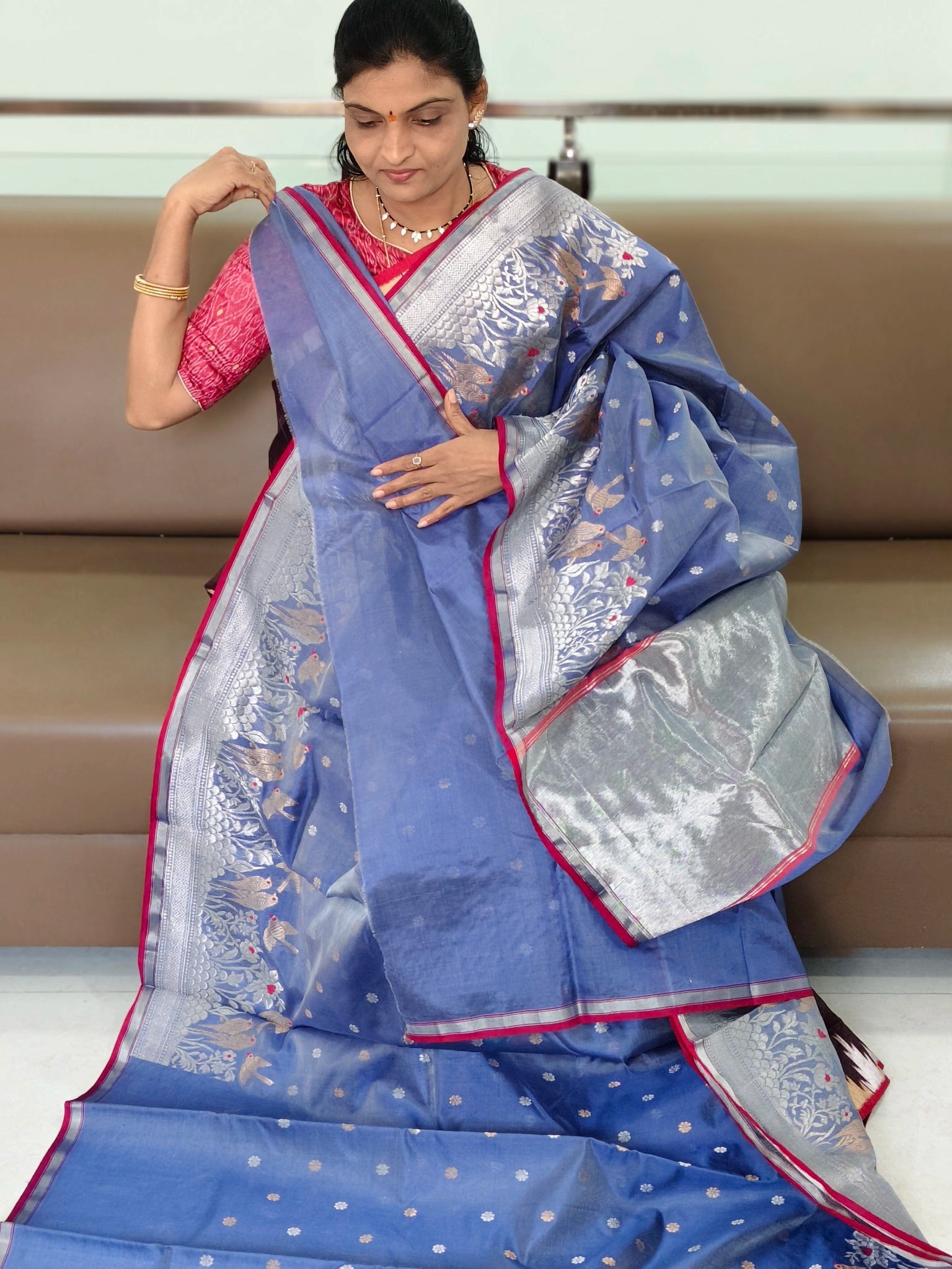 Chanderi Pattu saree - Kanchipuram Sarees by Shreekari Silks Chanderi Pattu saree - Image 3