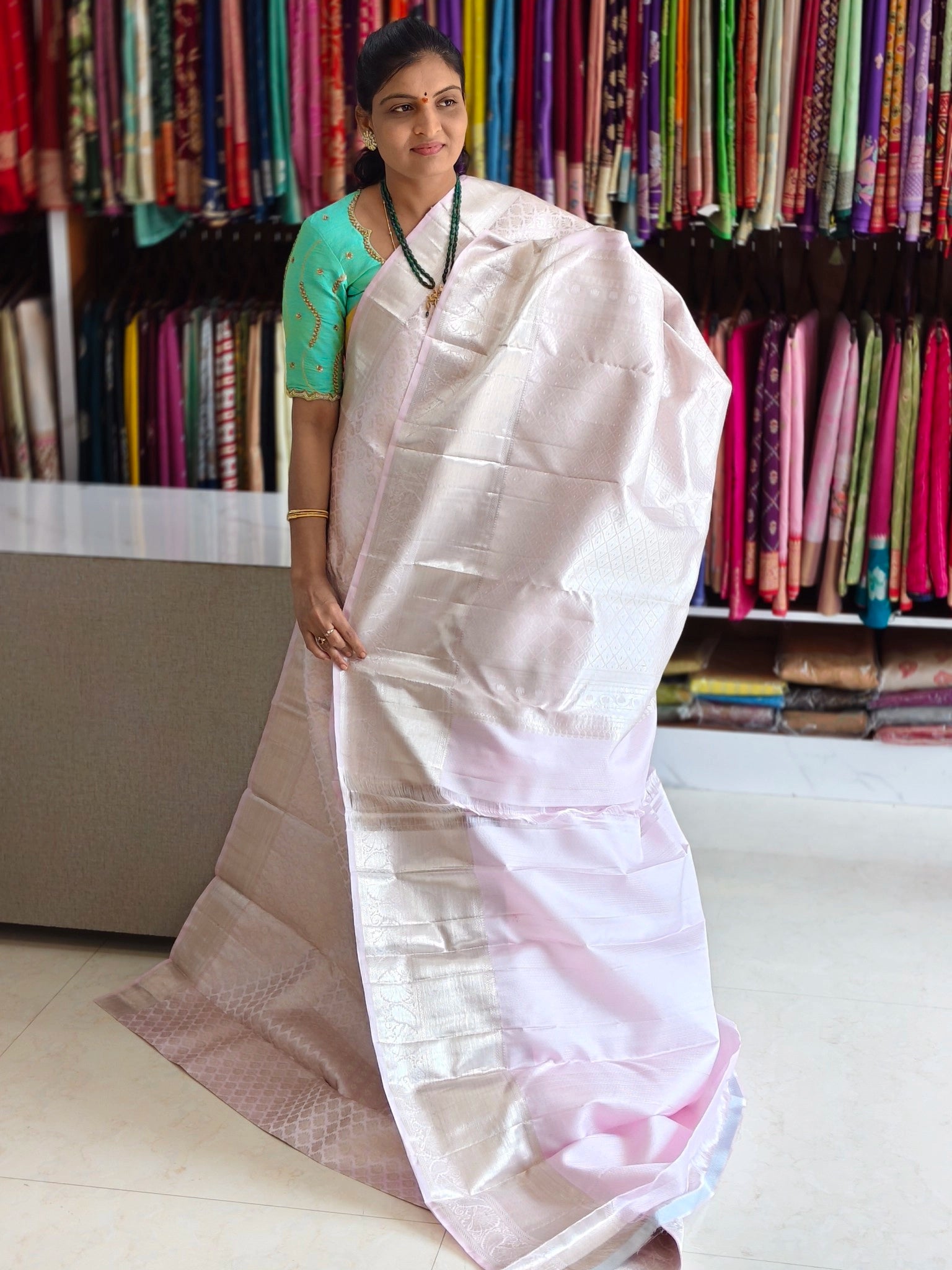 Pure kanchi pattu saree (silk mark certified) - Kanchipuram Sarees by Shreekari Silks Pure kanchi pattu saree (silk mark certified) - Image 2