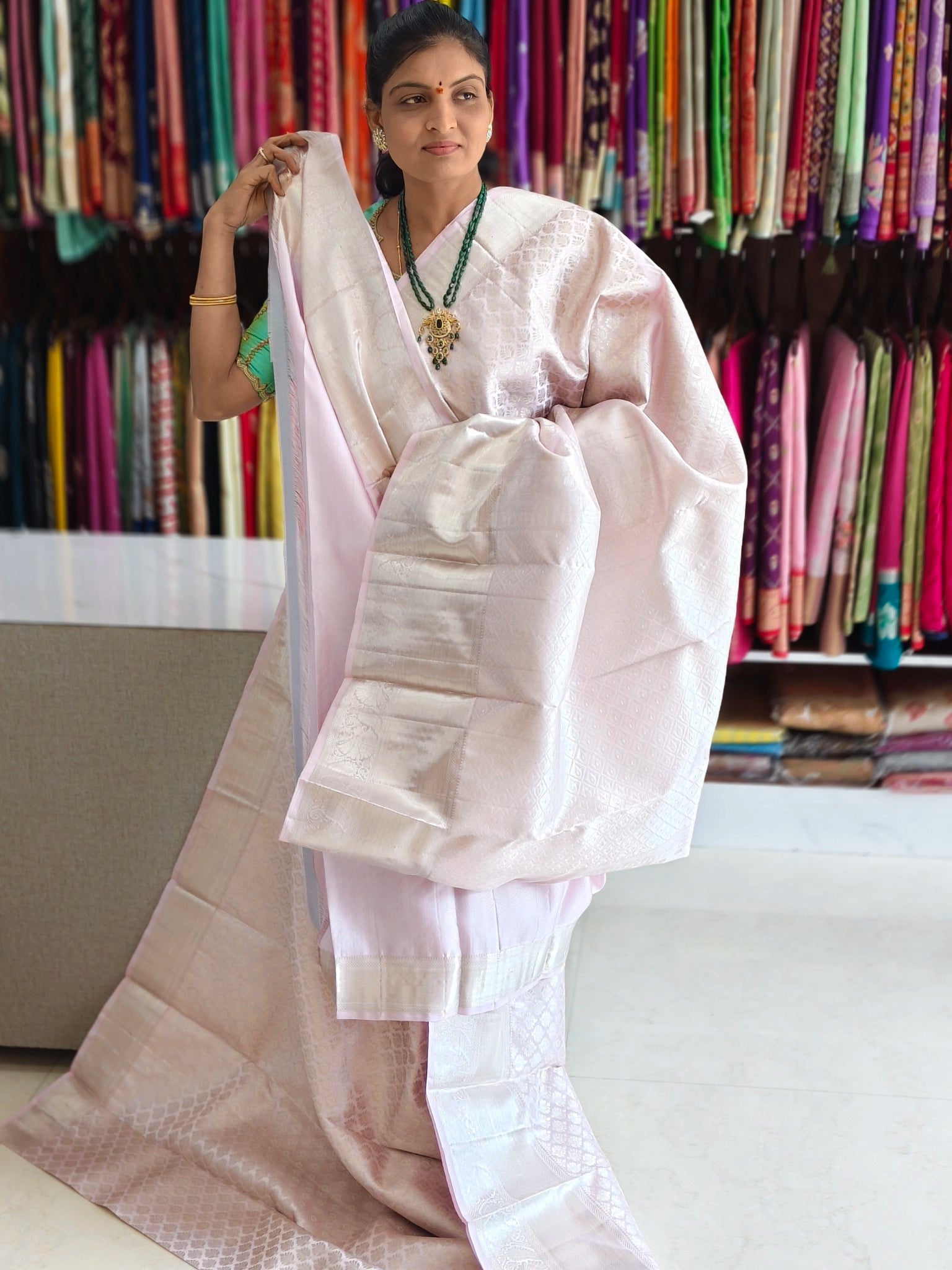 Pure kanchi pattu saree (silk mark certified) - Kanchipuram Sarees by Shreekari Silks Pure kanchi pattu saree (silk mark certified) - Image 3