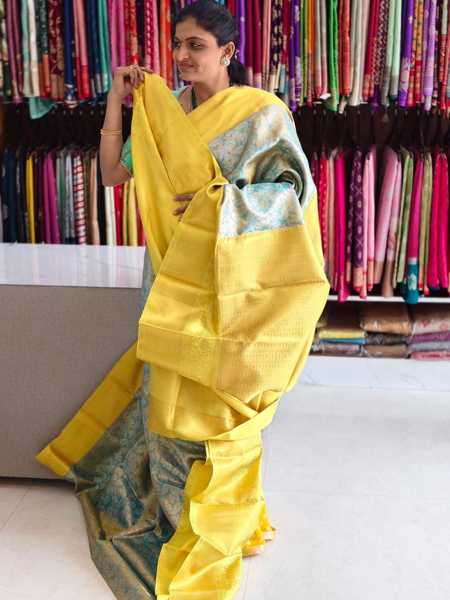 Pure kanchi pattu saree (silk mark certified) - Kanchipuram Sarees by Shreekari Silks Pure kanchi pattu saree (silk mark certified) - Image 3