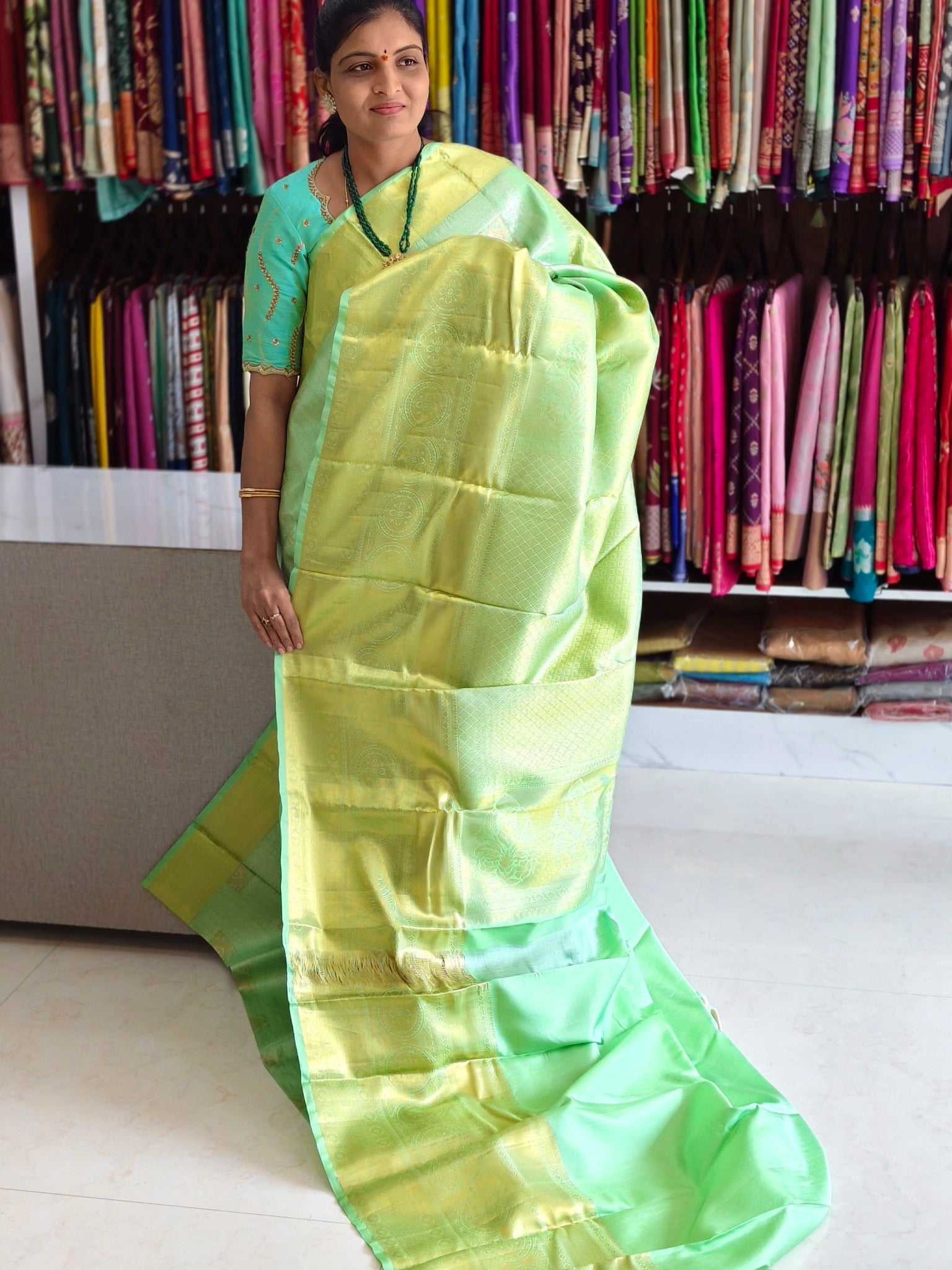 Pure kanchi pattu saree (silk mark certified) - Kanchipuram Sarees by Shreekari Silks Pure kanchi pattu saree (silk mark certified) - Image 2