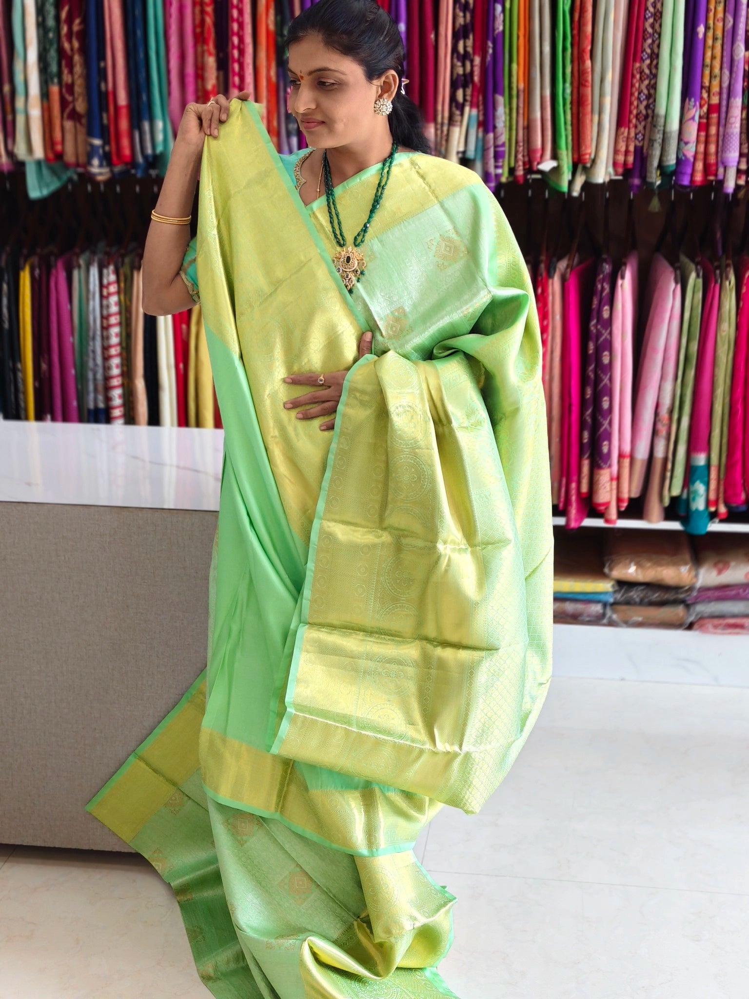 Pure kanchi pattu saree (silk mark certified) - Kanchipuram Sarees by Shreekari Silks Pure kanchi pattu saree (silk mark certified) - Image 3