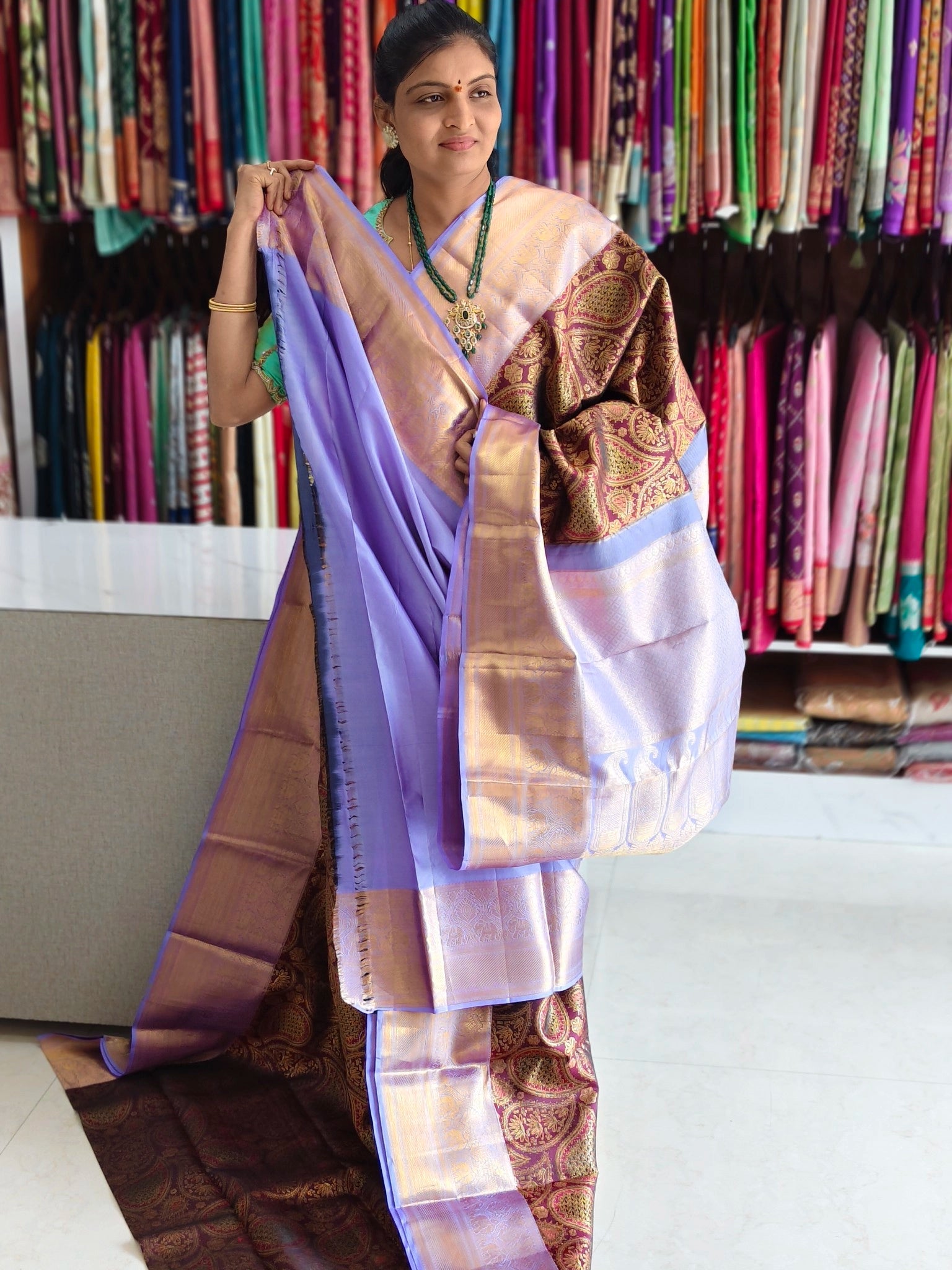 Pure kanchi pattu saree (silk mark certified) - Kanchipuram Sarees by Shreekari Silks Pure kanchi pattu saree (silk mark certified) - Image 3